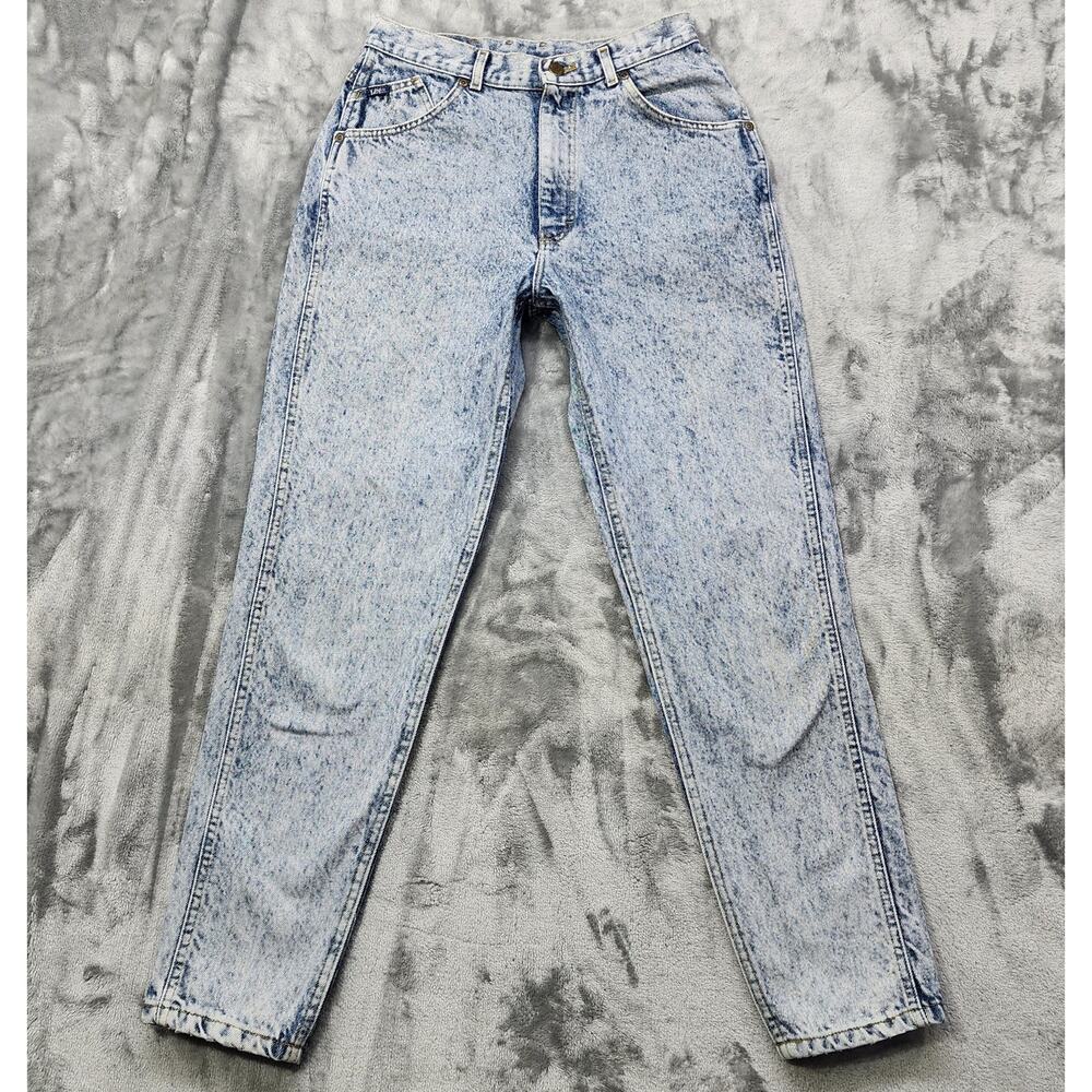 Vintage Lee Jeans Womens 28 Blue Acid‎ Wash High Rise Tapered Mom Denim Cotton